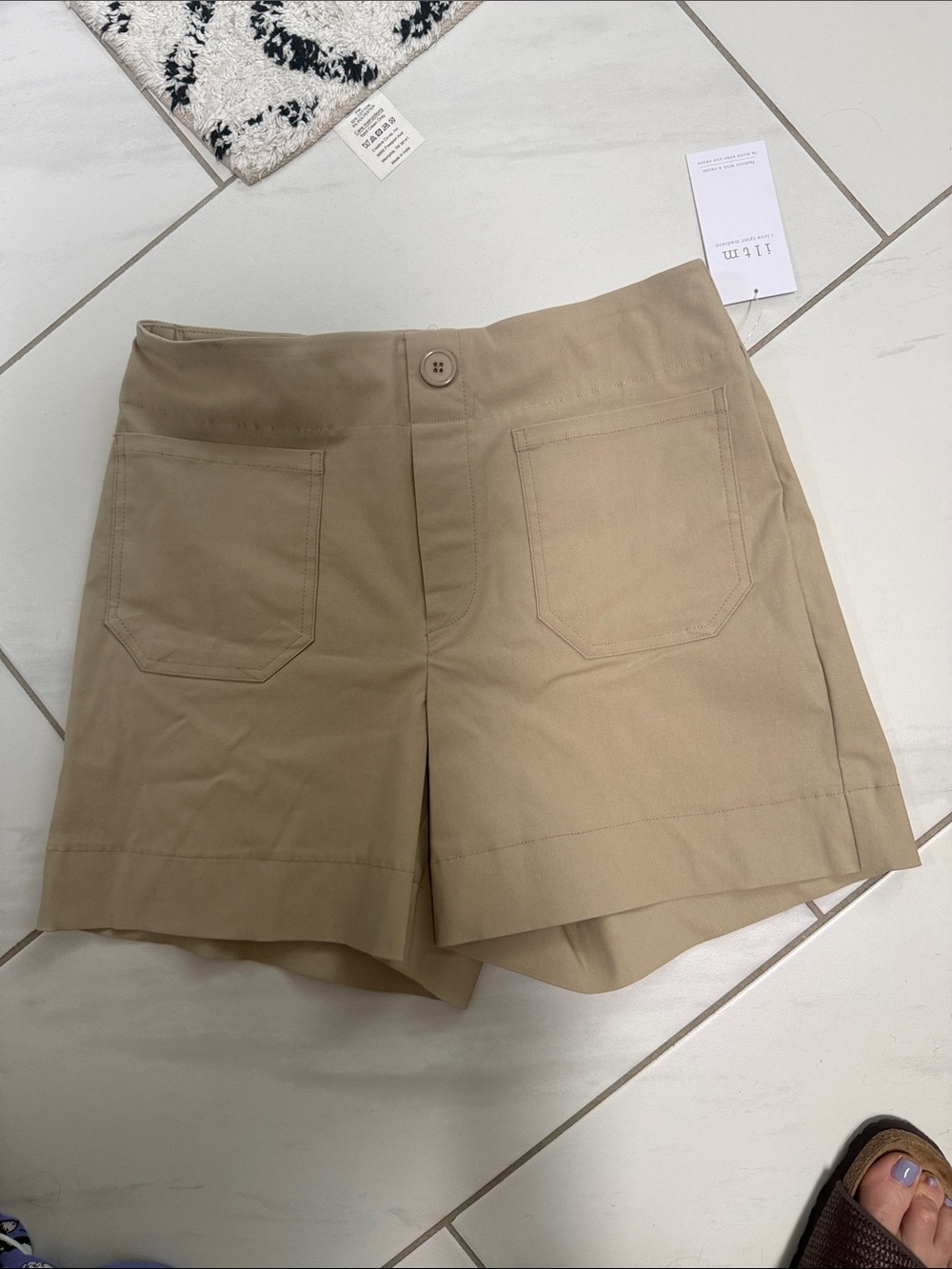 I love Tyler Madison pull on Classic High-Rise Tan Women’s Shorts, 5 inch inseam